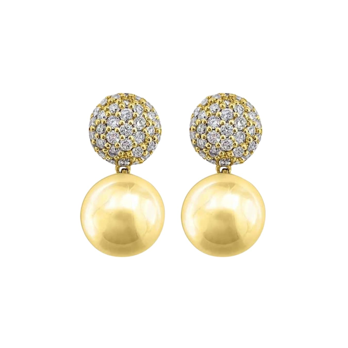 Pave Diamond Ball Drop Earrings