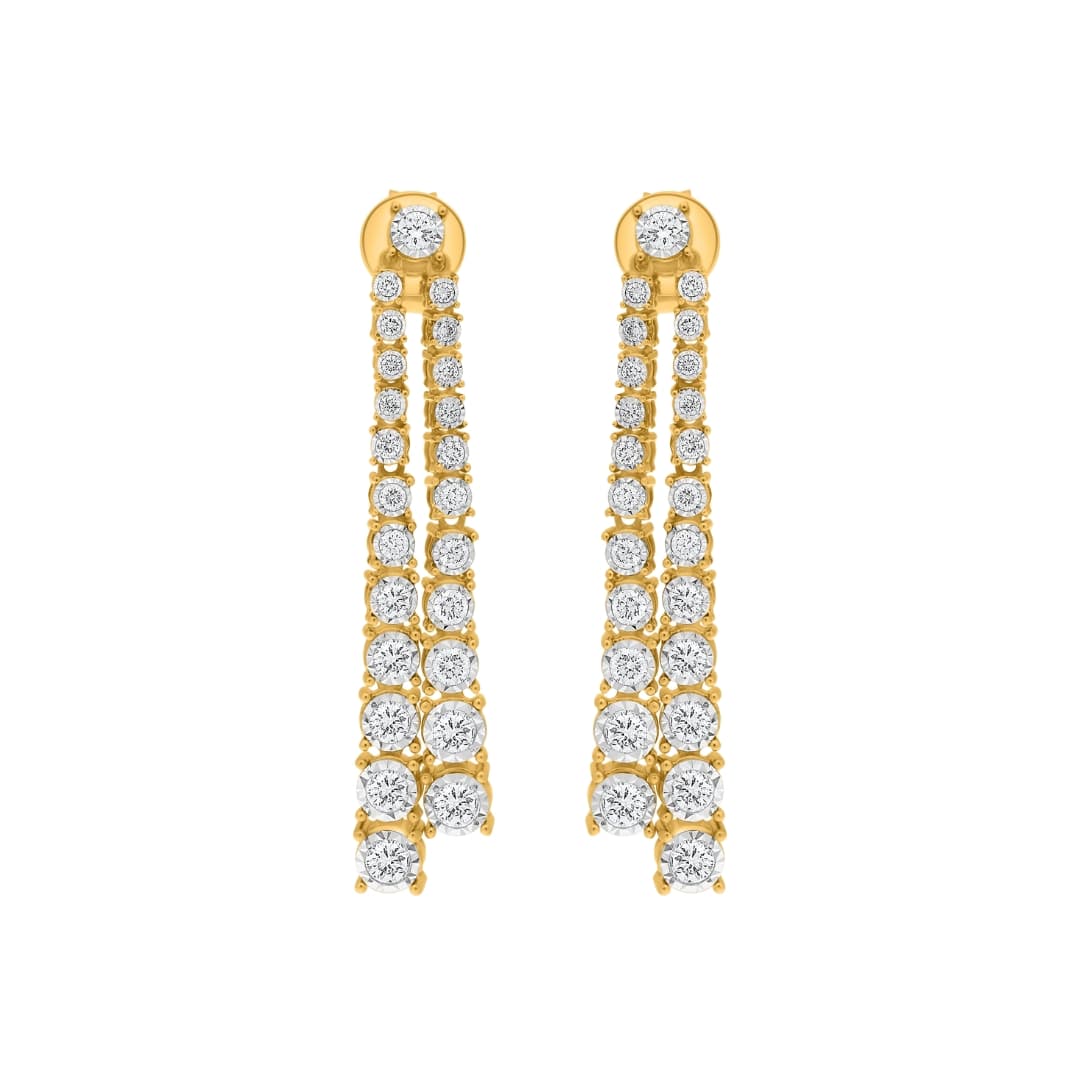 Double Diamond Waterfall Earrings