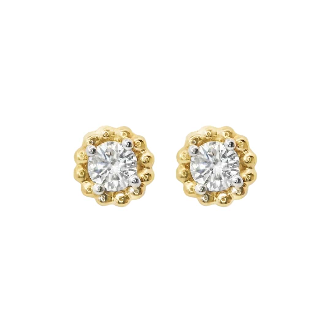 Beaded Halo Diamond Studs