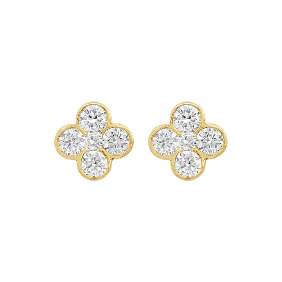 Diamond Clover Stud Earrings