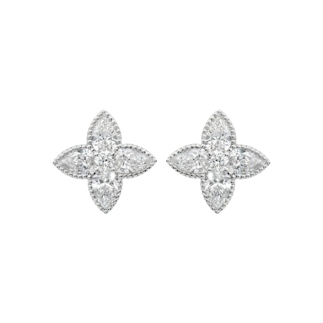Pointed Diamond Flower Earrings
