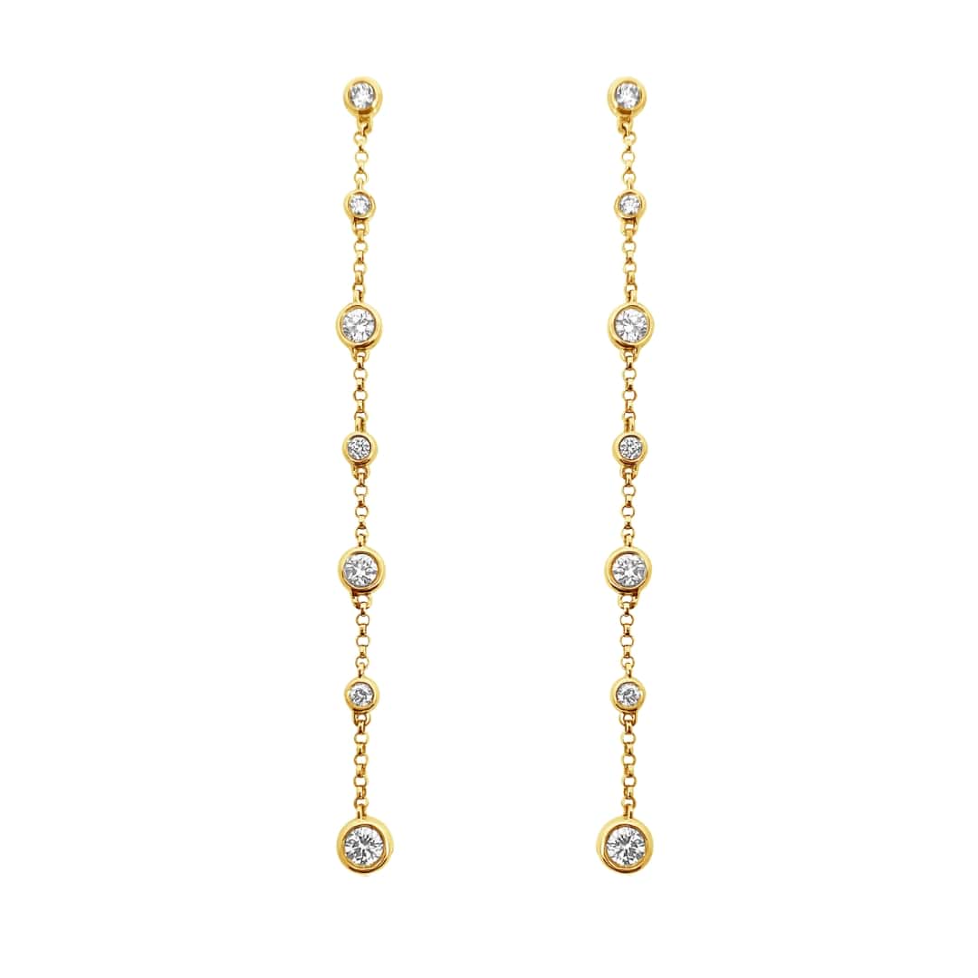 Diamond Bezel Station Earrings