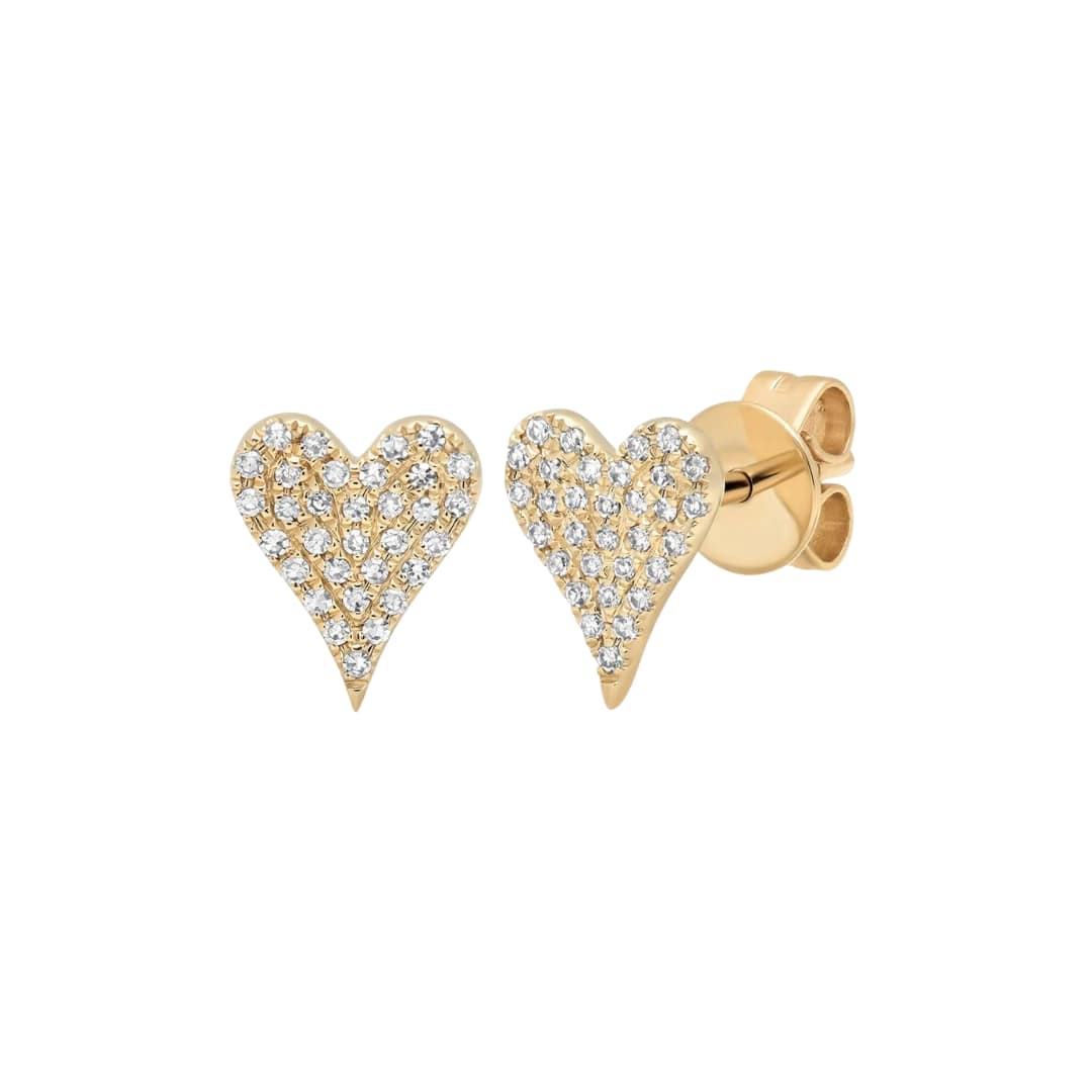 Pave Diamond Heart Studs