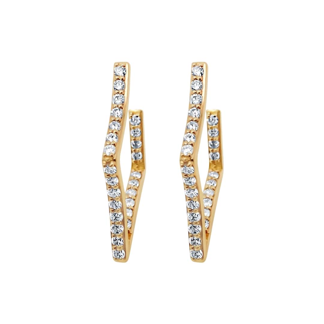 Pointed Diamond Hoop Earrings