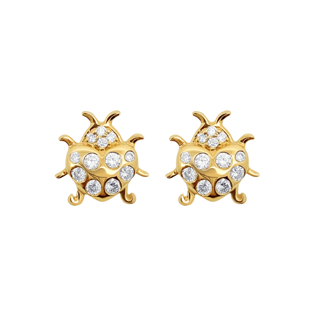 Diamond Ladybug Earrings