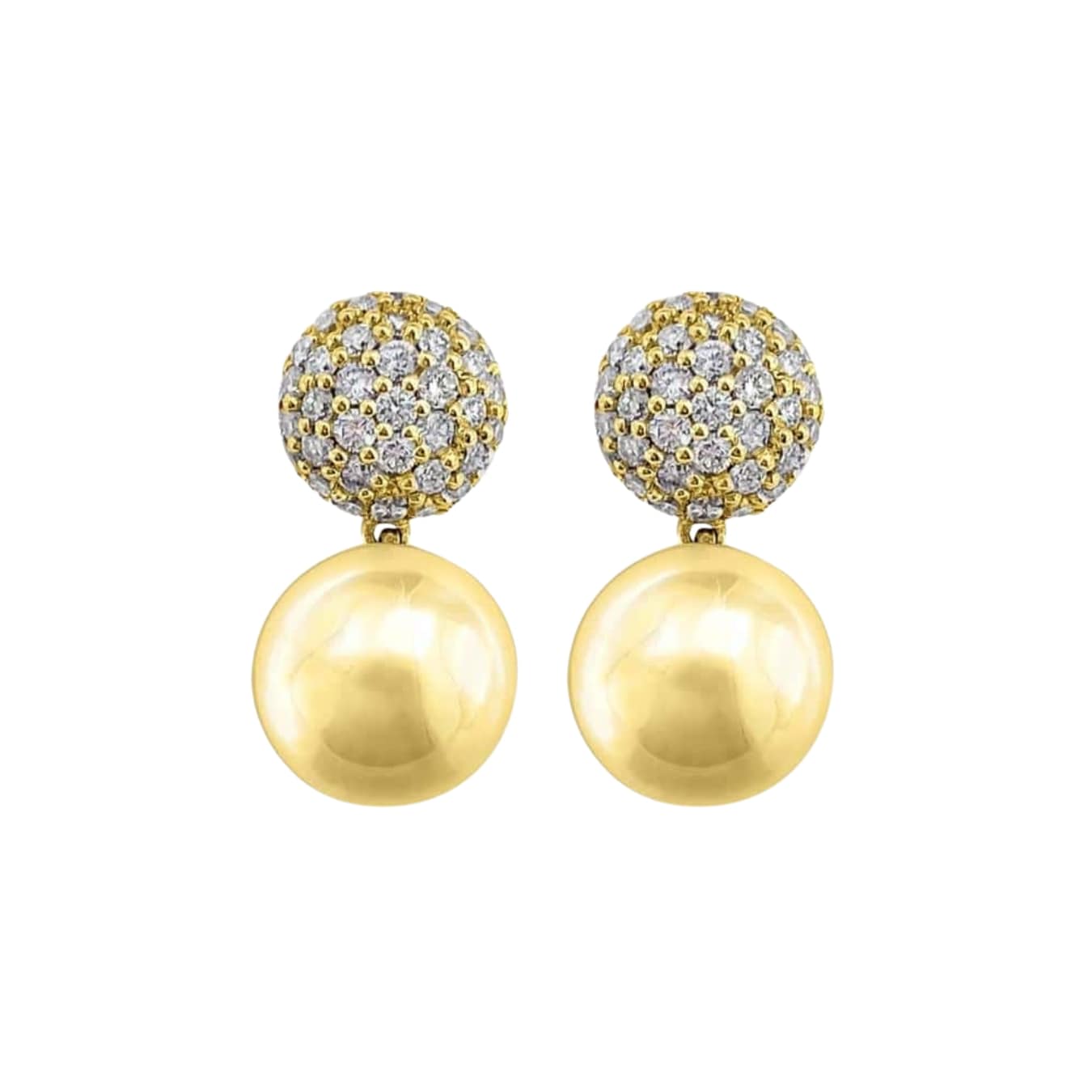 Pave Diamond and Bead Earrings