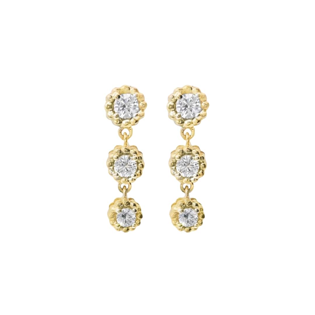 Mini Diamond Trio Bezel Earrings