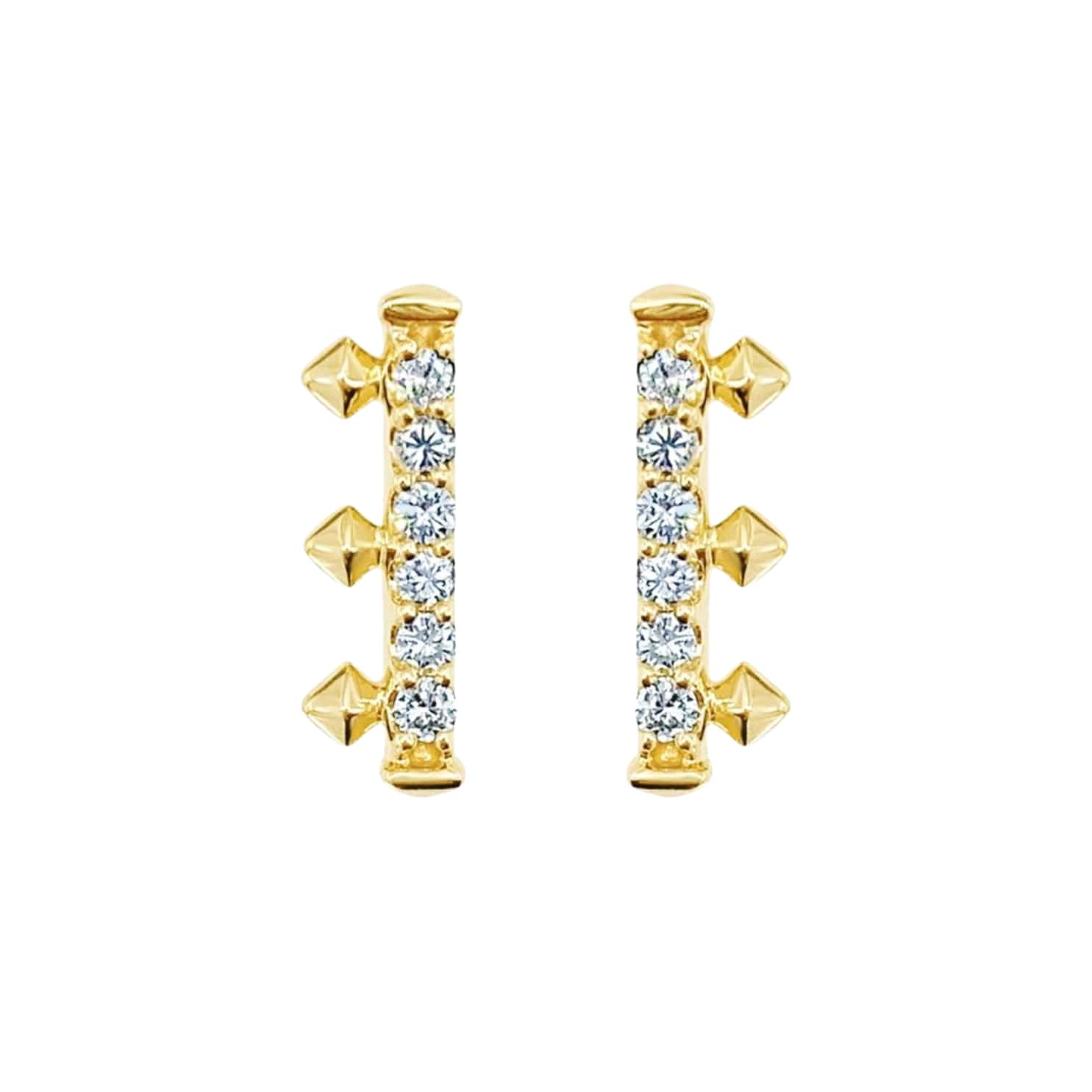 Spiked Diamond Bar Earrings