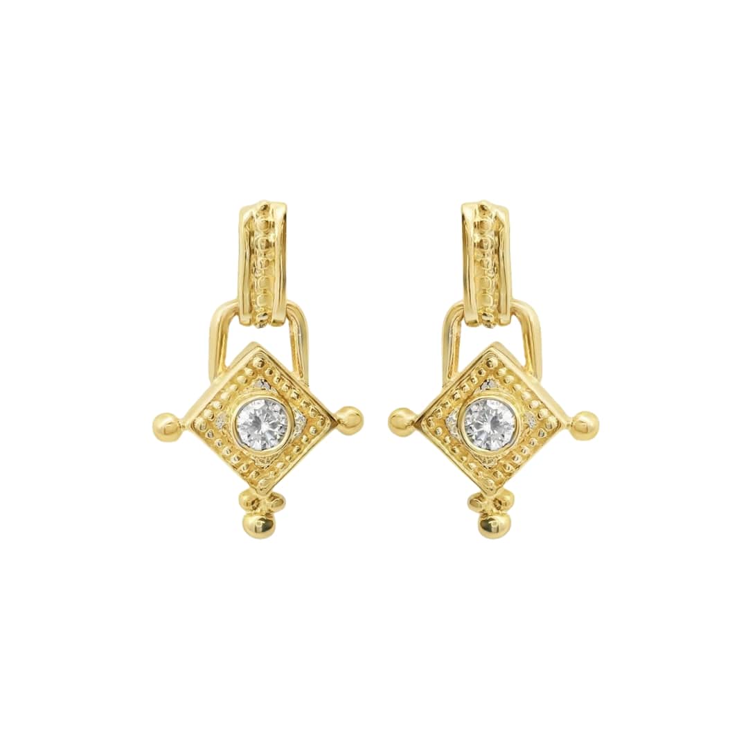 Square Diamond Drop Earrings