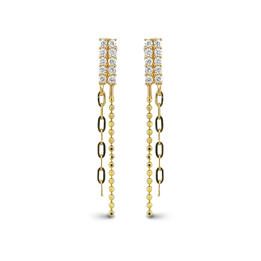 Diamond Drop Chain Earrings