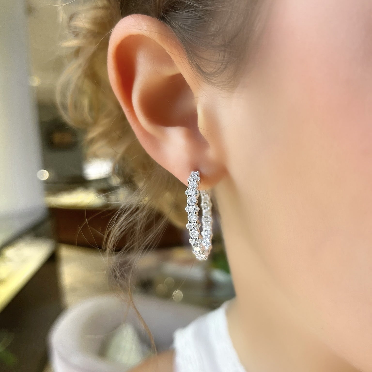 Diamond Cluster Hoop Earrings