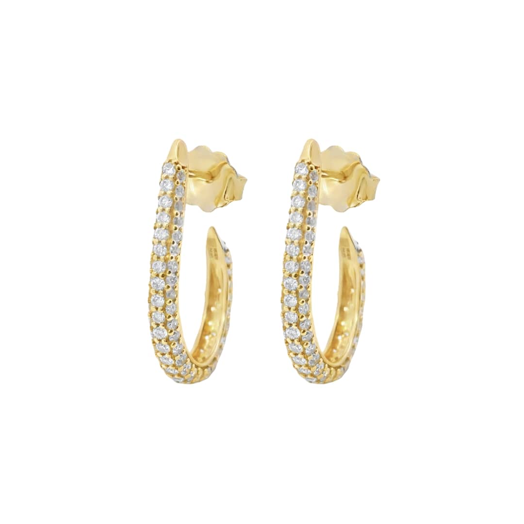 Pave Diamond J-Shape Hoops