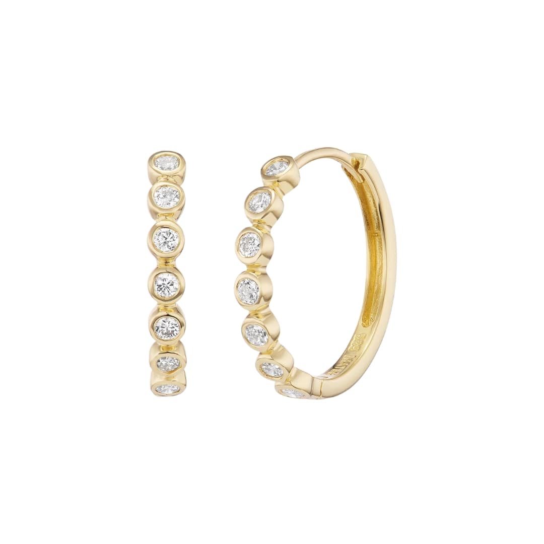 7 Stone Diamond Bezel Hoops