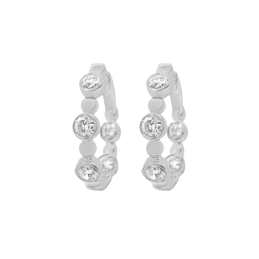5 Stone Beaded Diamond Bezel Hoops