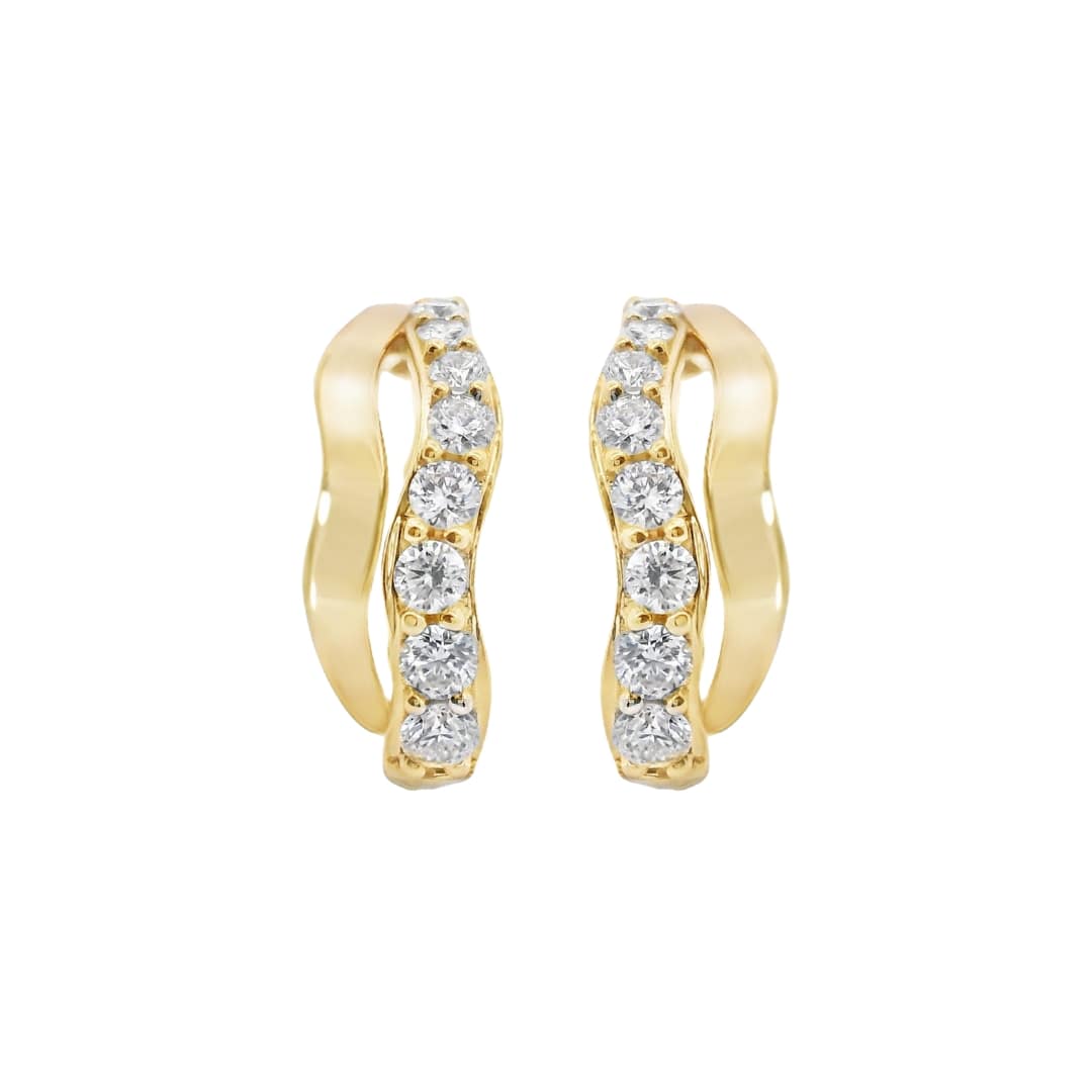 Wavy Half Diamond Hoops