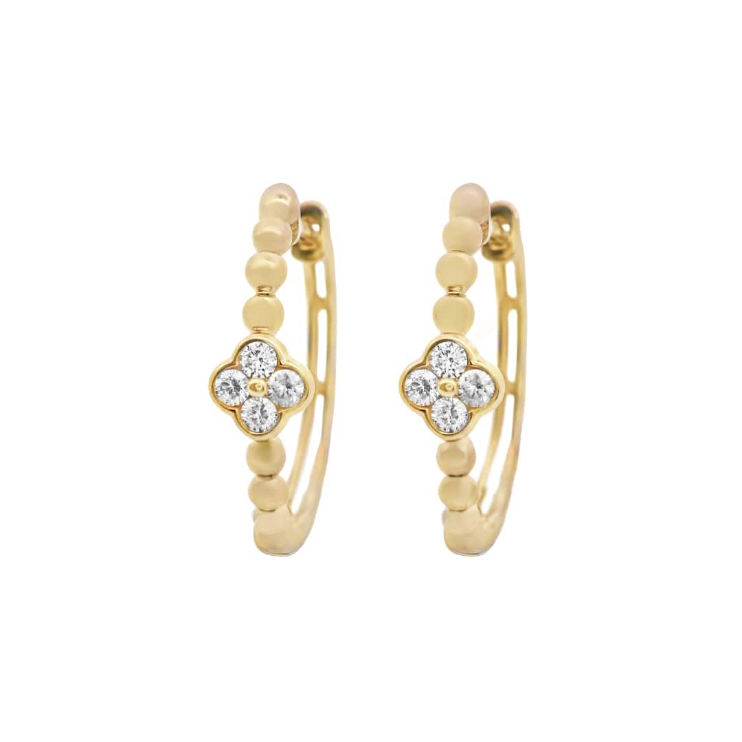 Beaded Diamond Clover Hoops