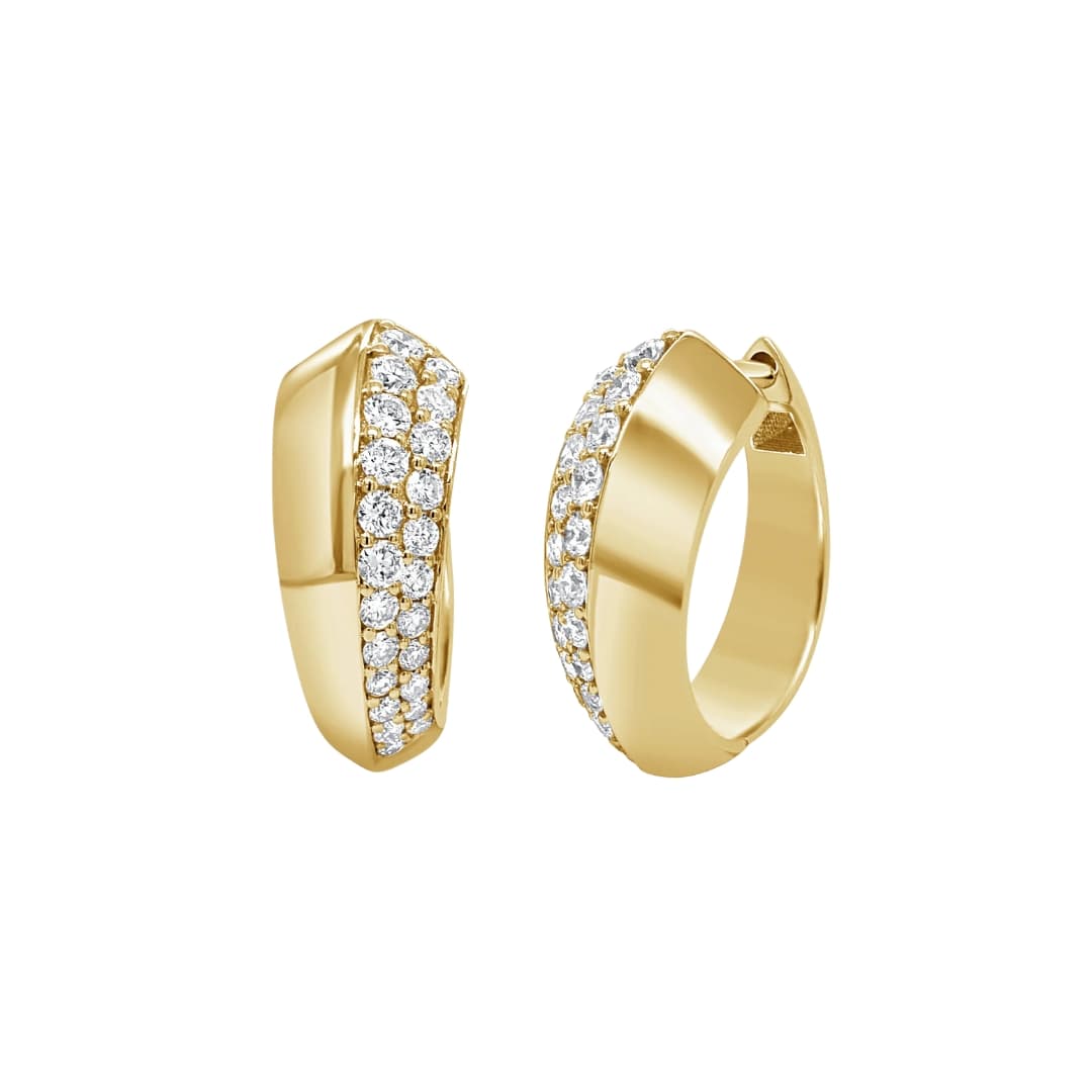 Halfway Pave Diamond Knife Edge Huggies