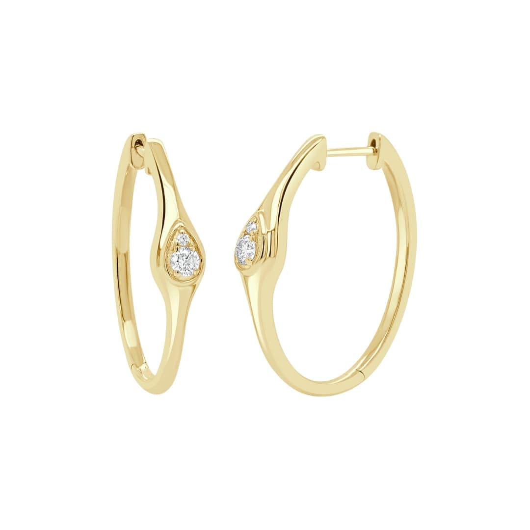 2 Stone Bezel Set Diamond Hoops