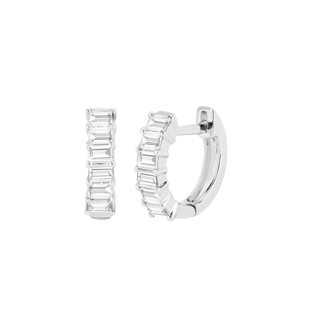Emerald Cut Diamond Huggies