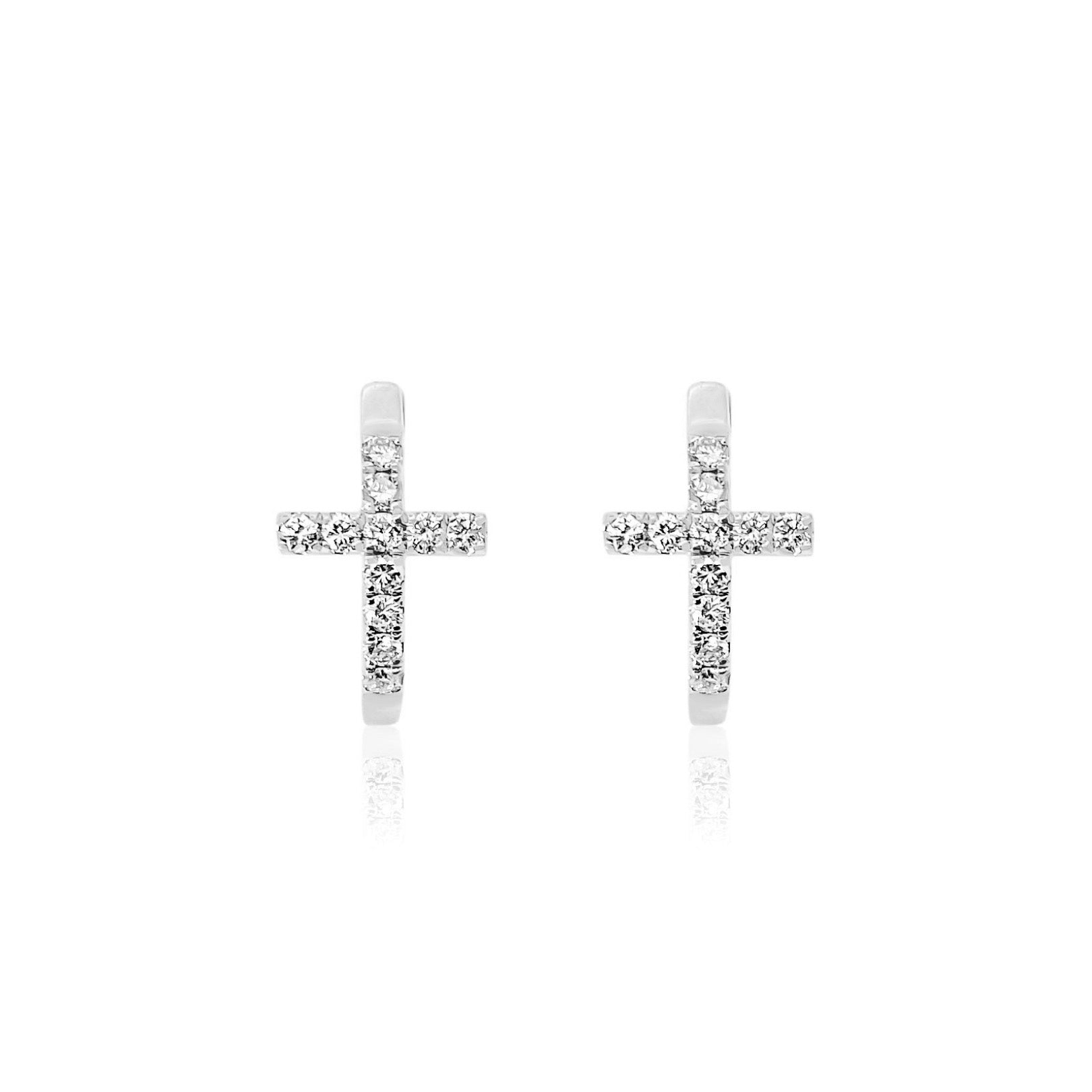 Diamond Cross Huggie Earrings