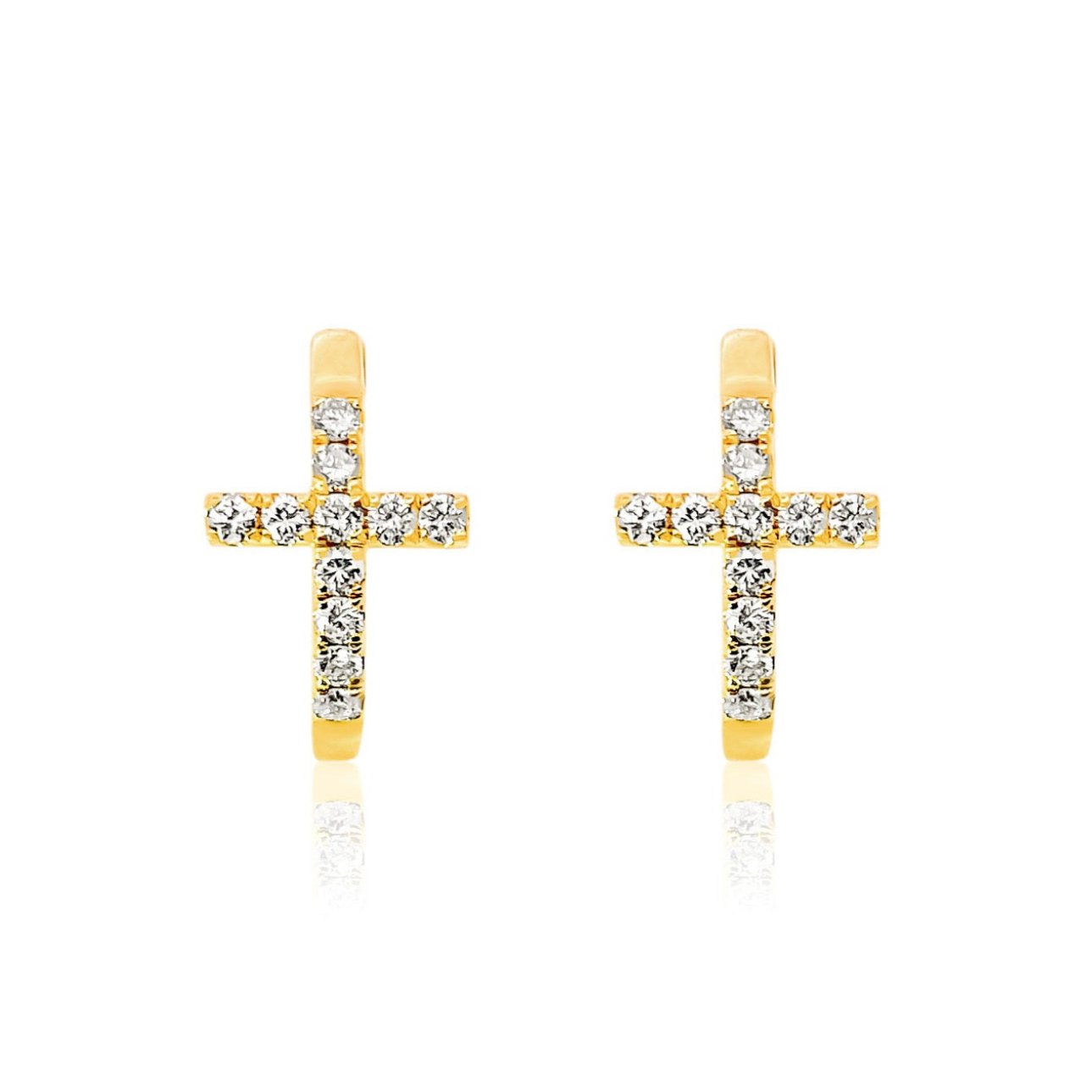 Diamond Cross Huggie Earrings