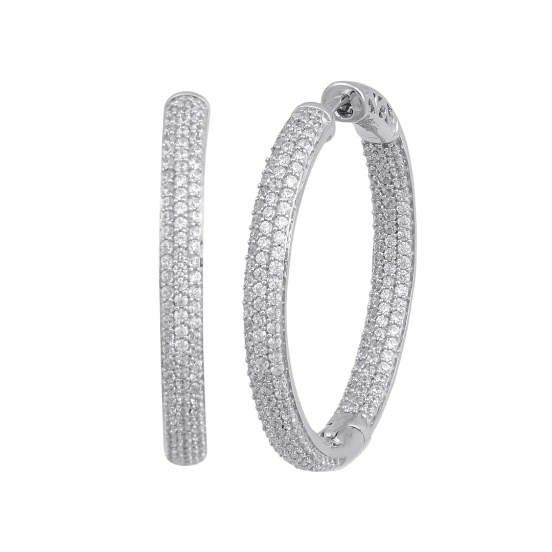 Large Pave Diamond Hoop Earrings