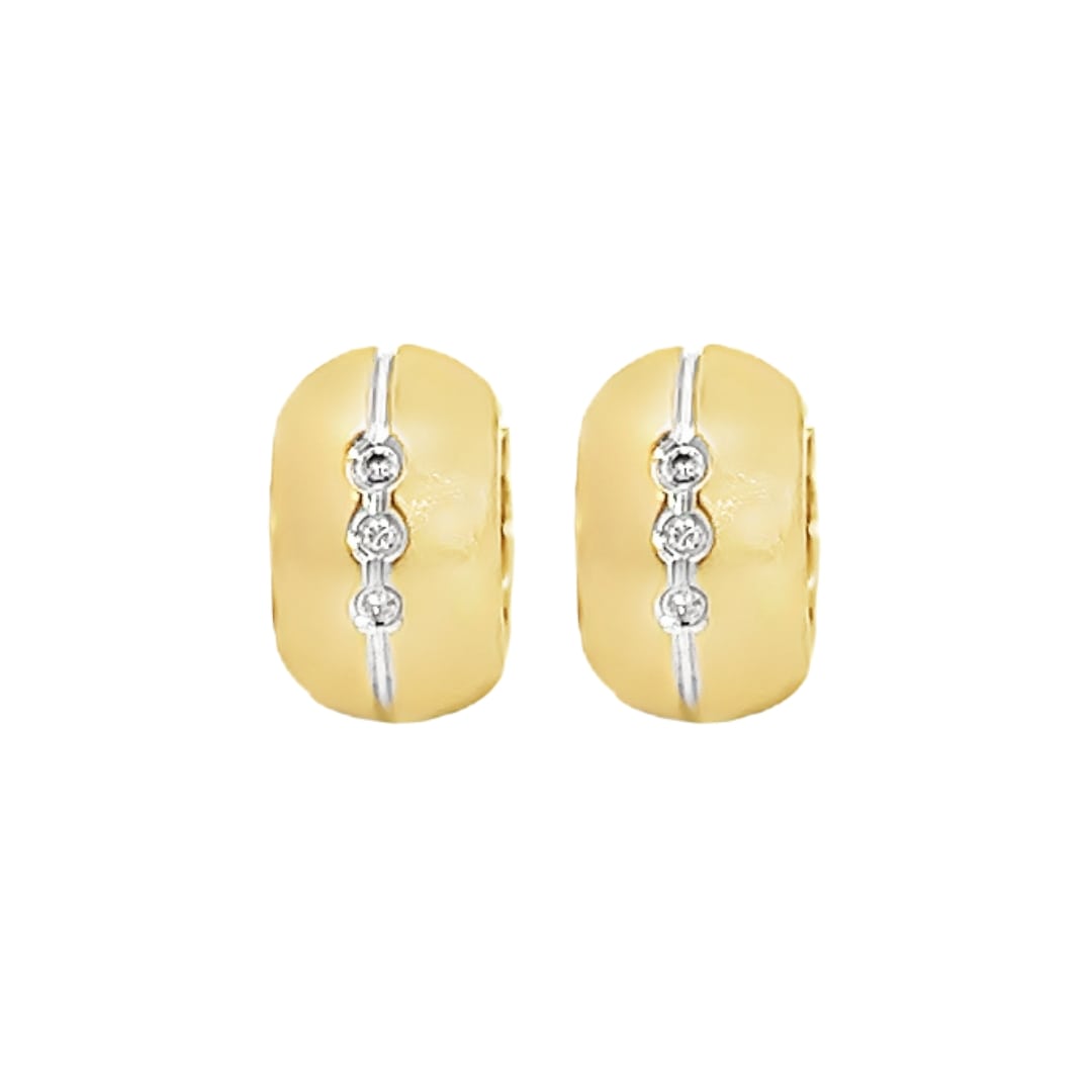 Small Diamond Inlay Huggie Earrings