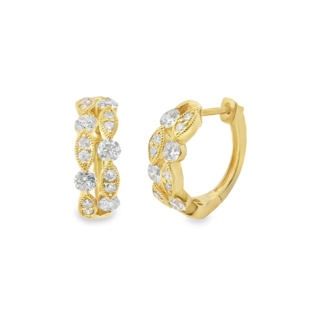 Diamond Vine Huggie Earrings