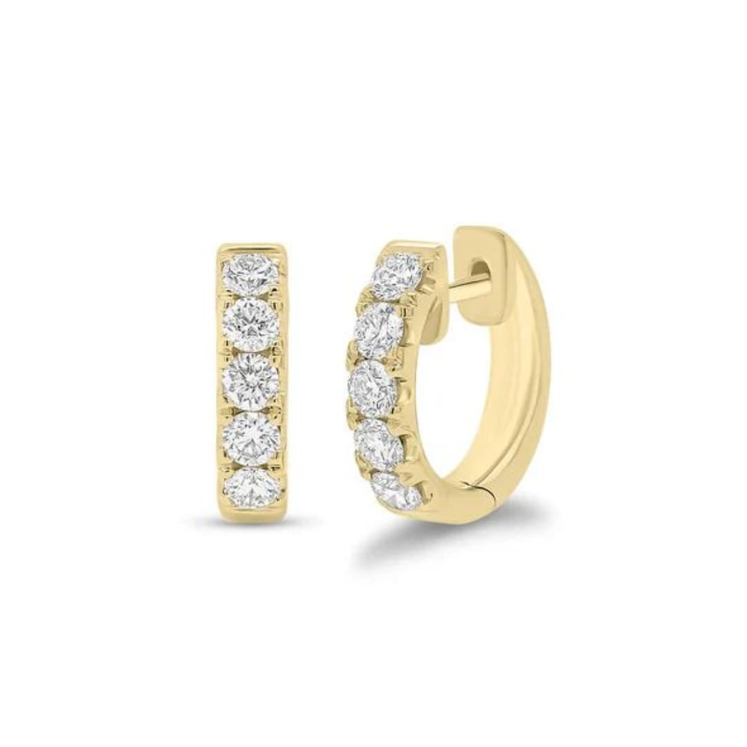 5 Stone Diamond Huggie Earrings