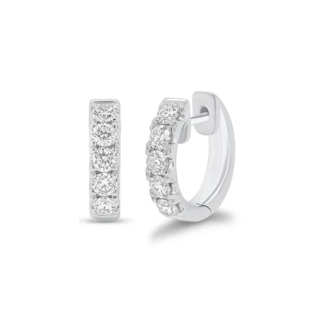 5 Stone Diamond Huggie Earrings