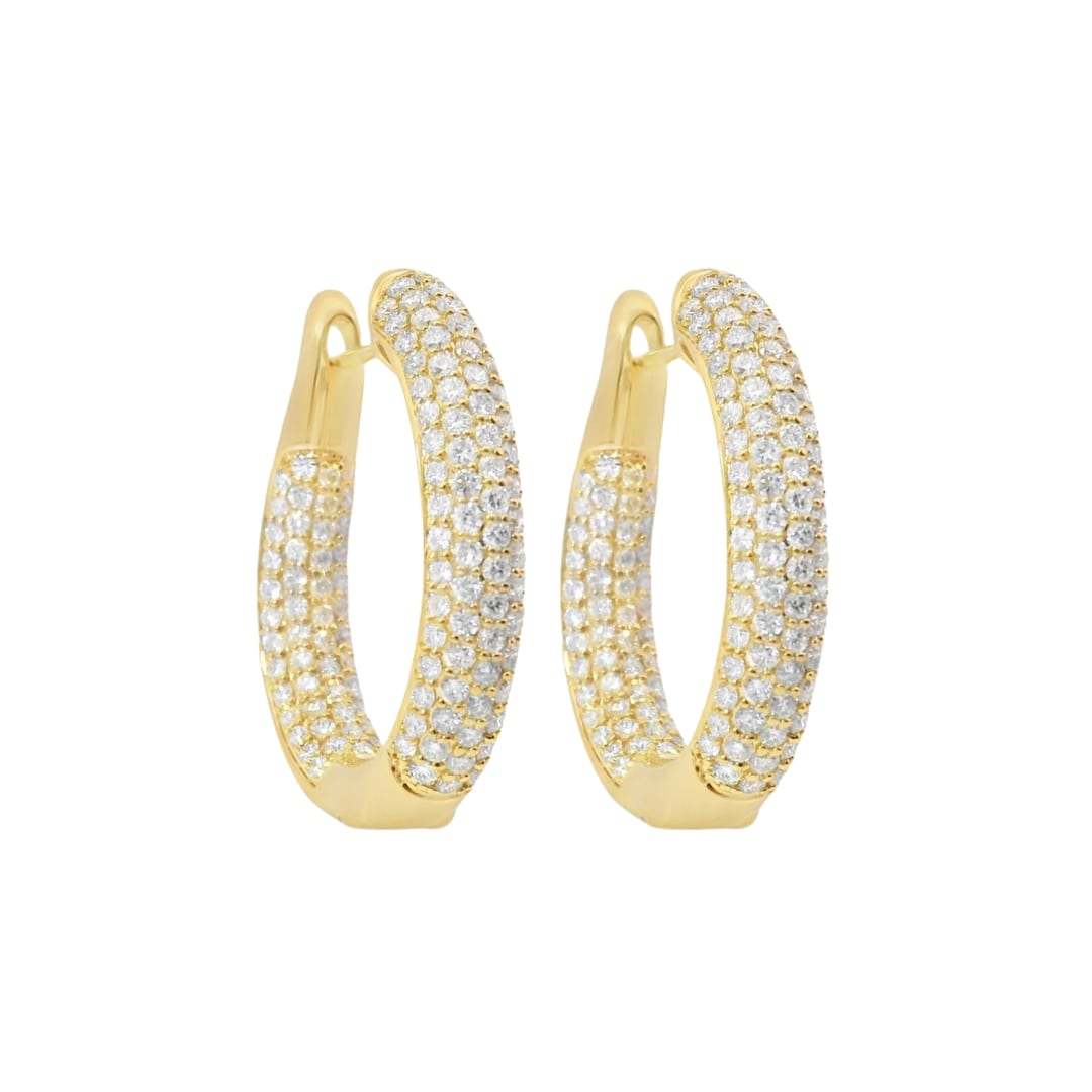 Pave Diamond Hoop Earrings