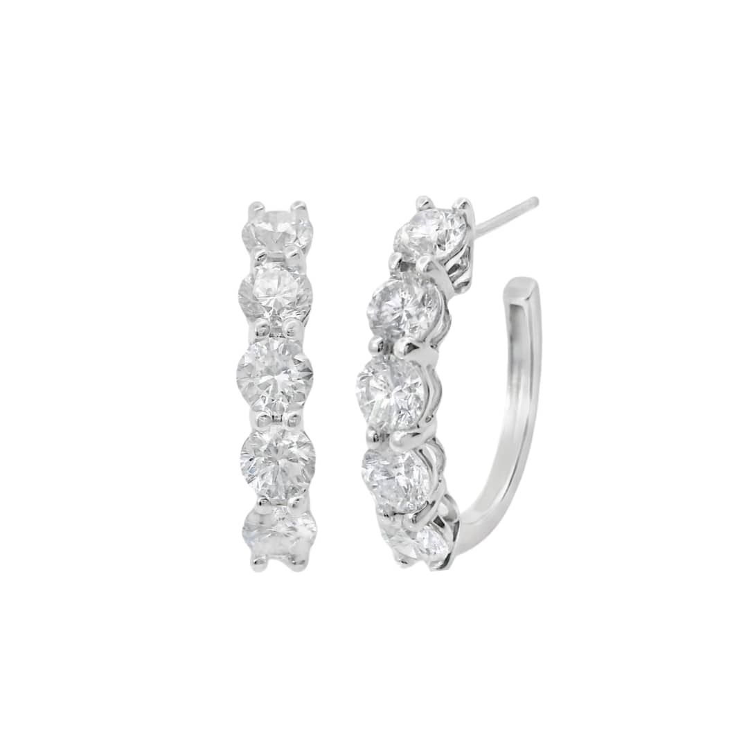 5 Stone Diamond Hoop Earrings