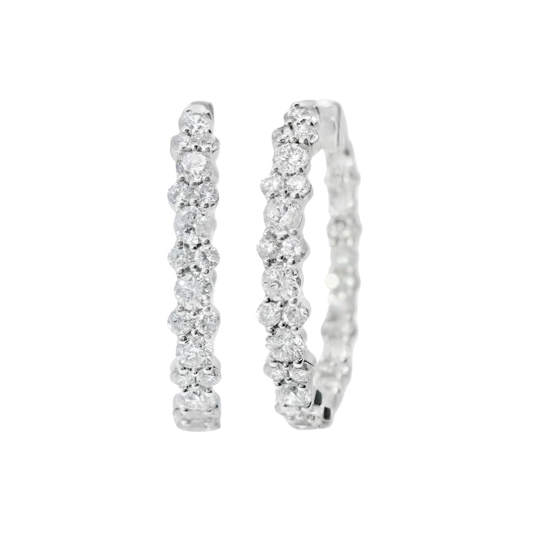 Diamond Cluster Hoop Earrings