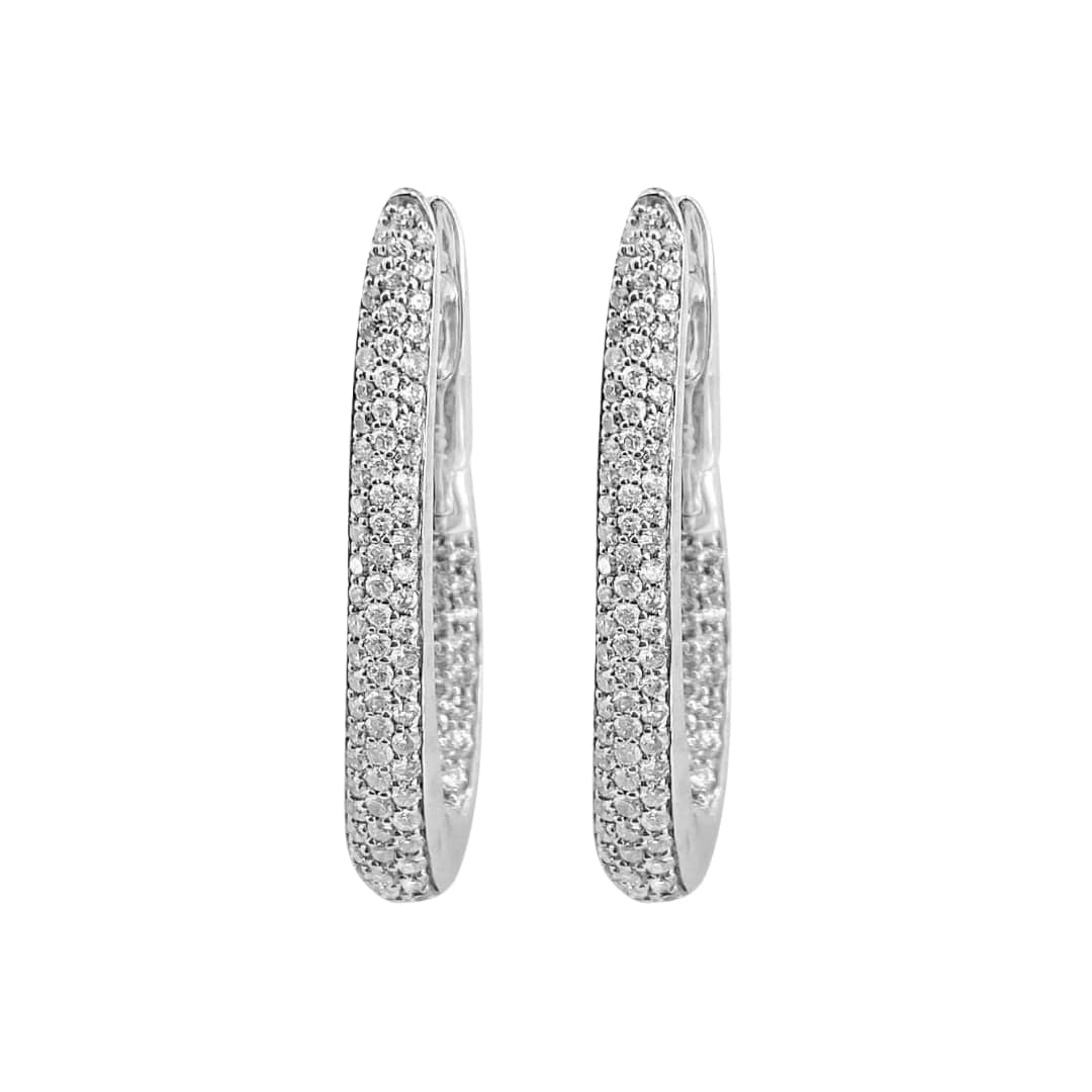 Elongated Pavé Diamond Hoops