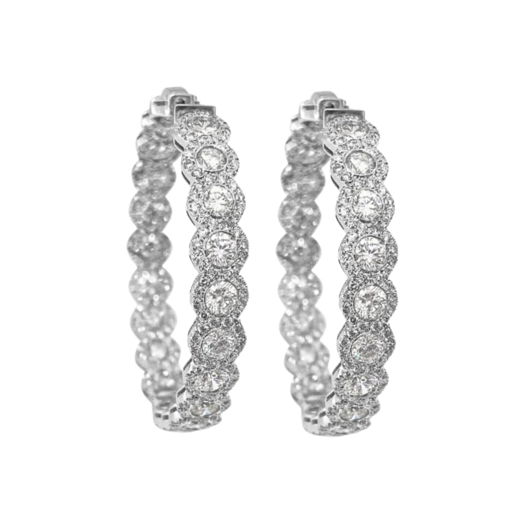 Jumbo Diamond Halo Hoop Earrings