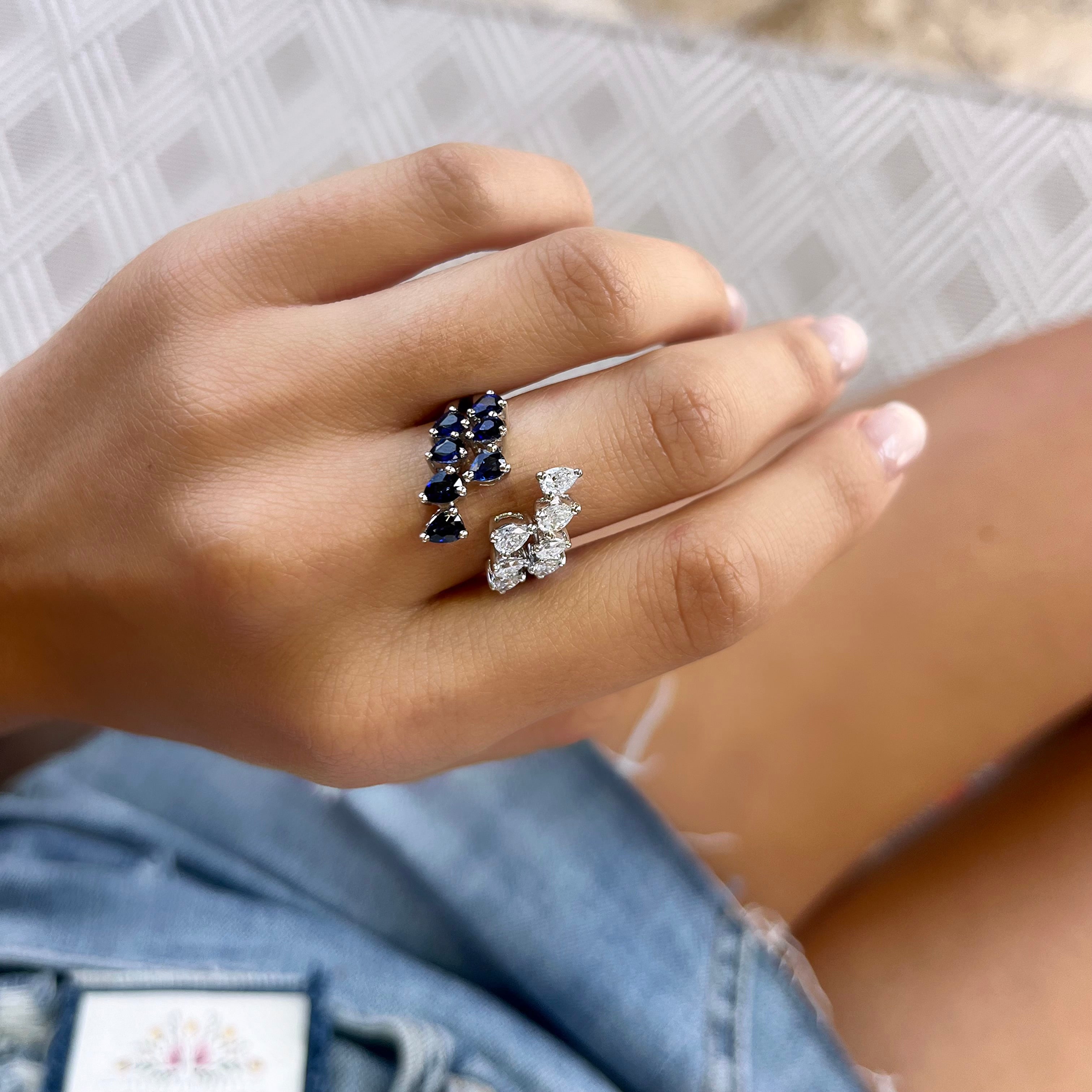 Pear Shape Sapphire and Diamond Ring