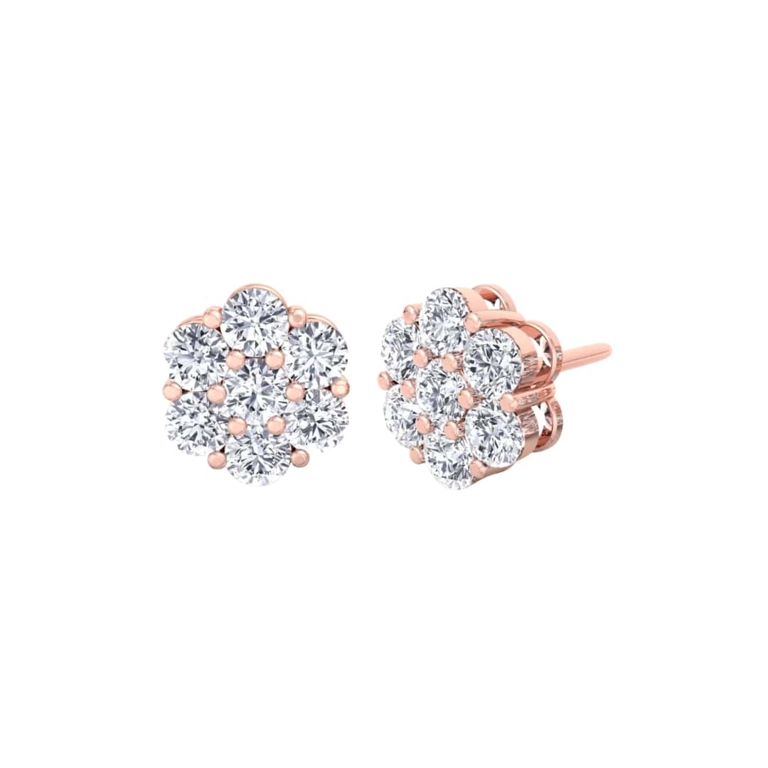 7 Stone Diamond Flower Earrings