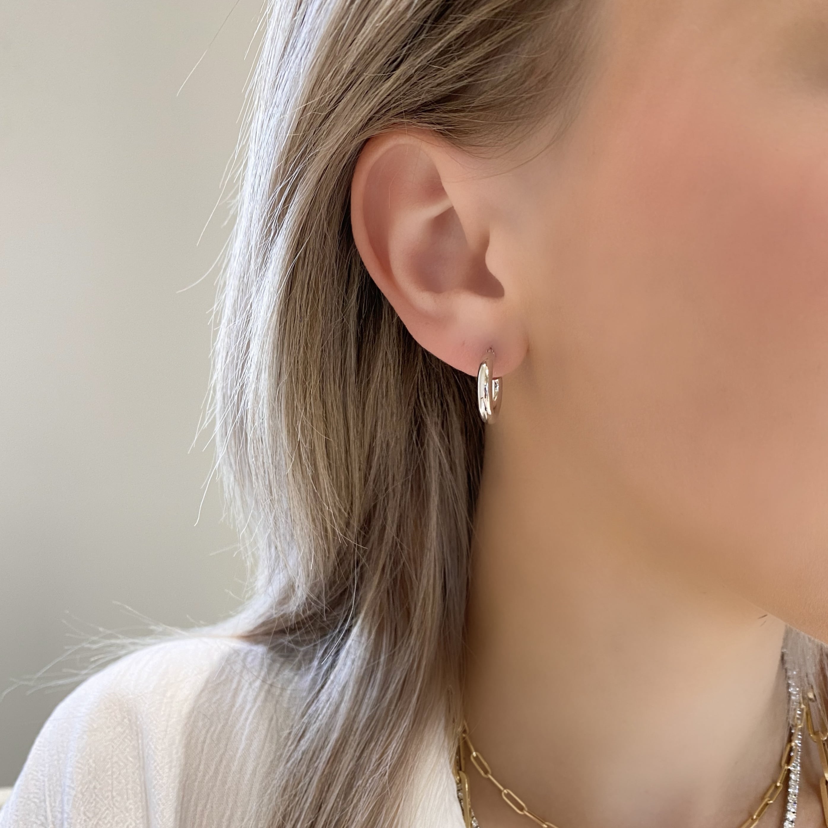 Small White Gold Hoops