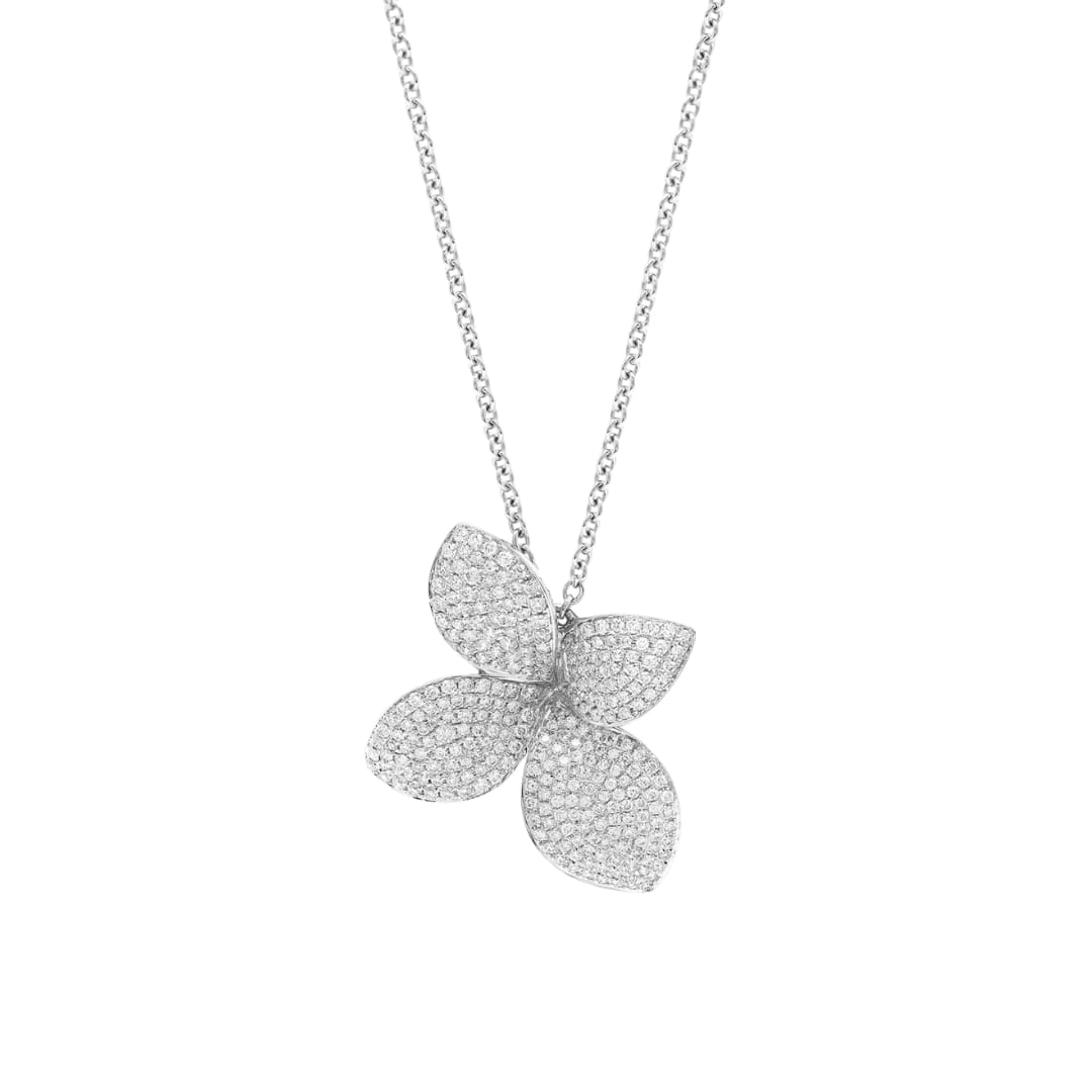 Pave Diamond Petal Necklace