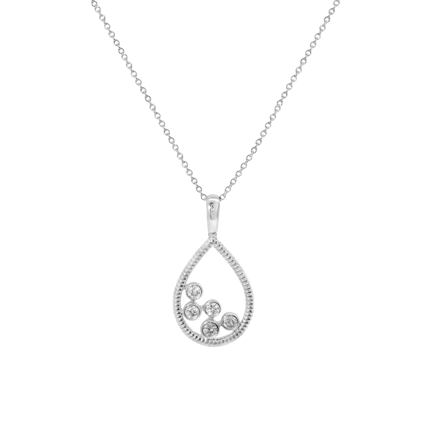 Pear Shape Diamond Bubble Pendant Necklace