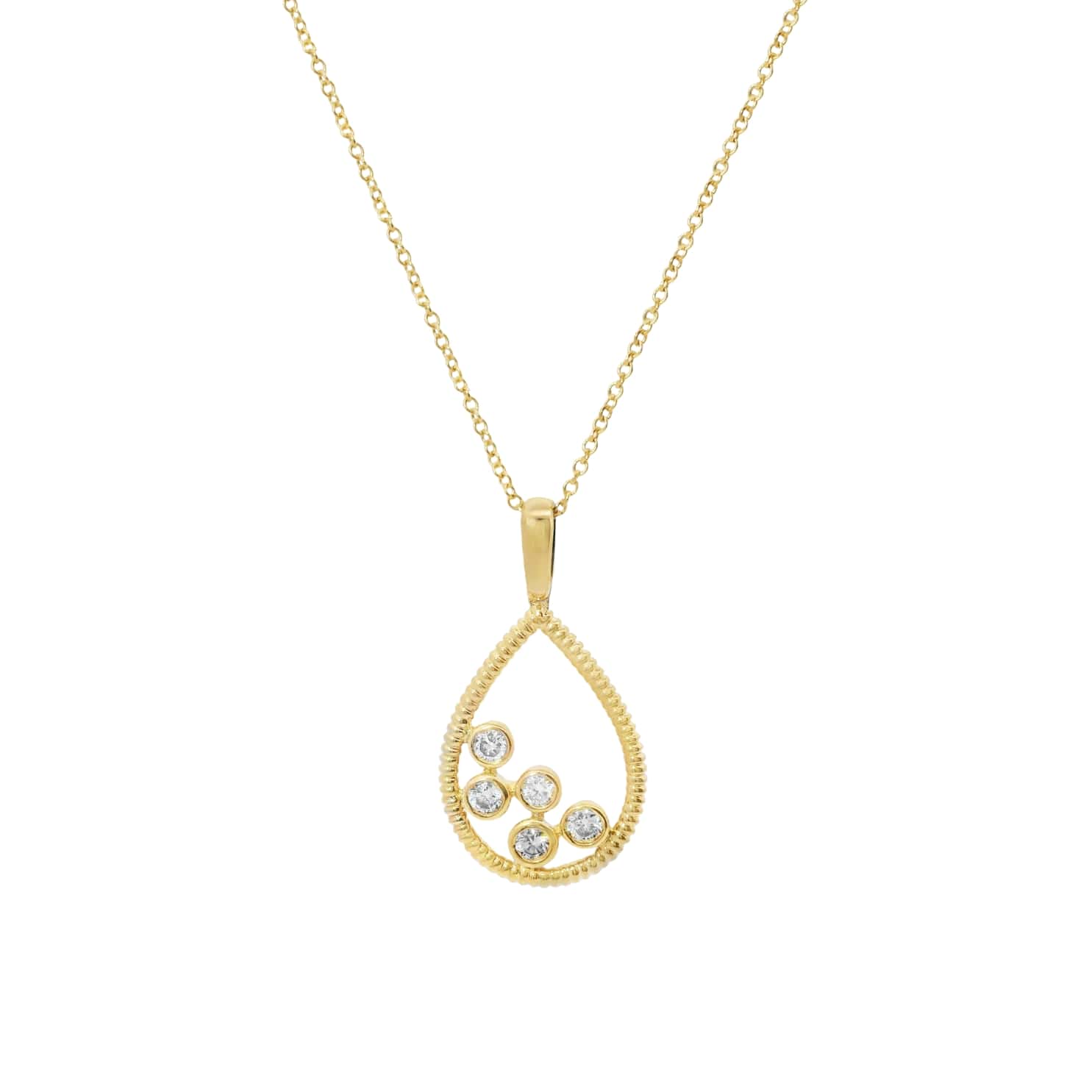 Pear Shape Diamond Bubble Pendant Necklace