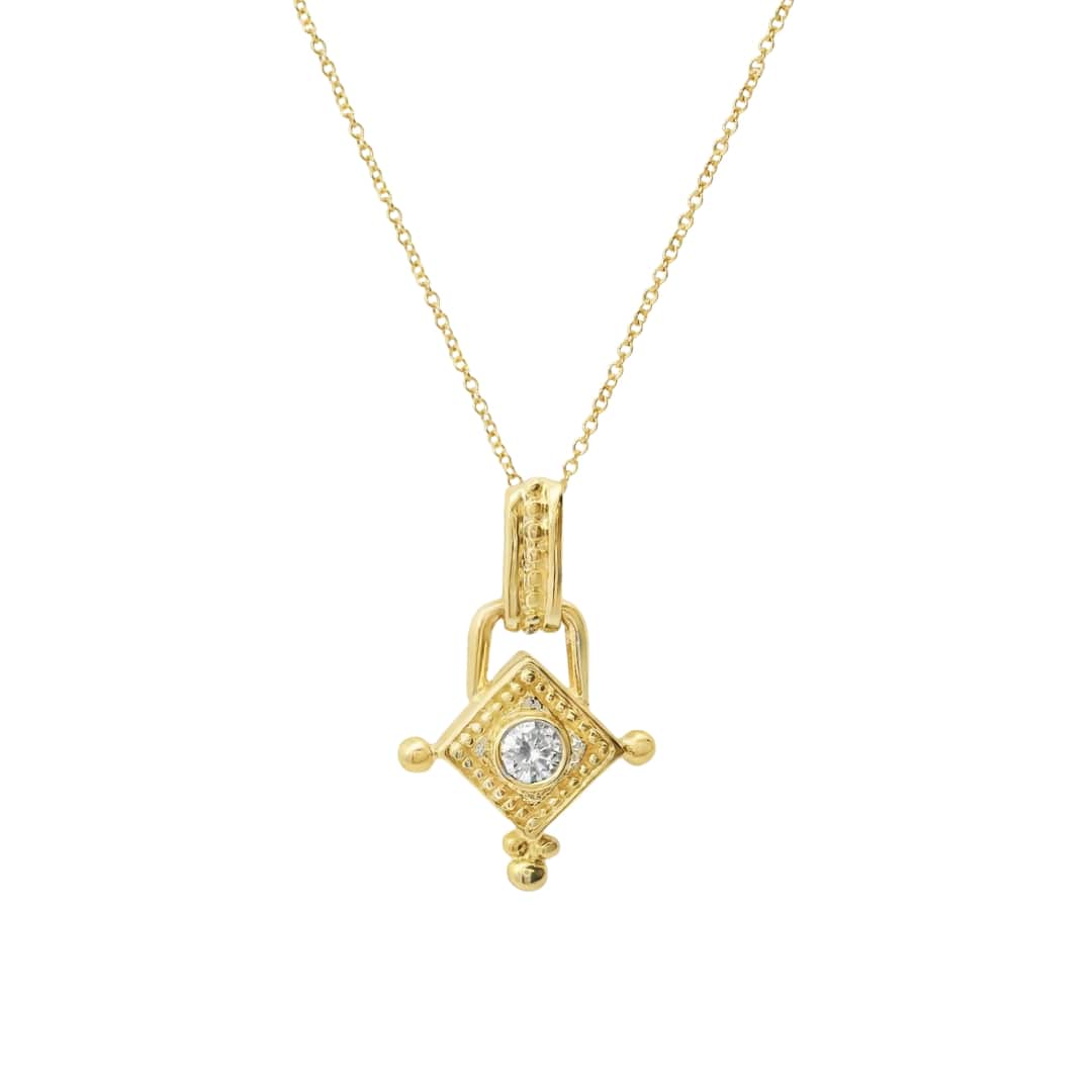 Square Diamond Drop Necklace