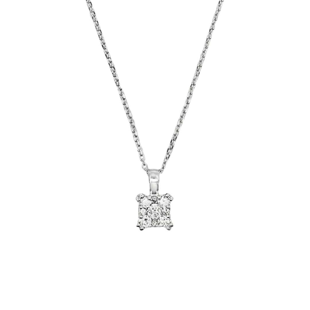 Square Diamond Cluster Necklace