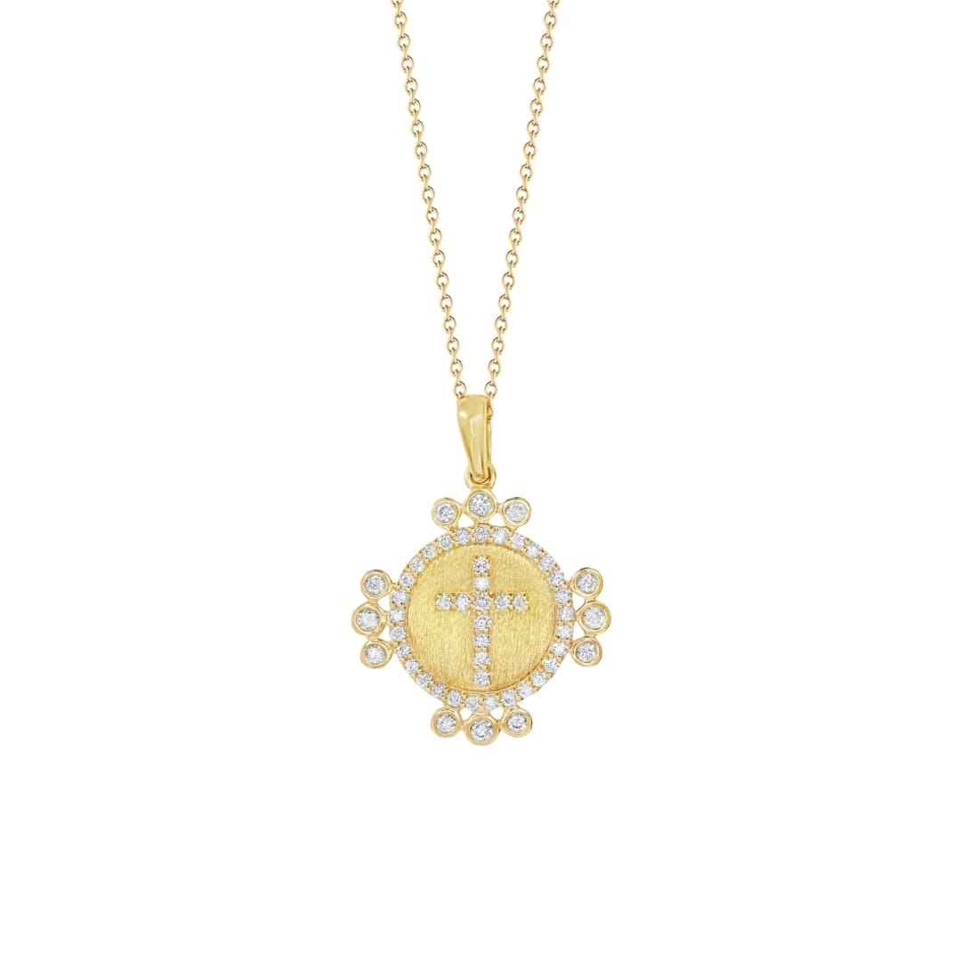 Bezel Diamond Cross Pendant Necklace