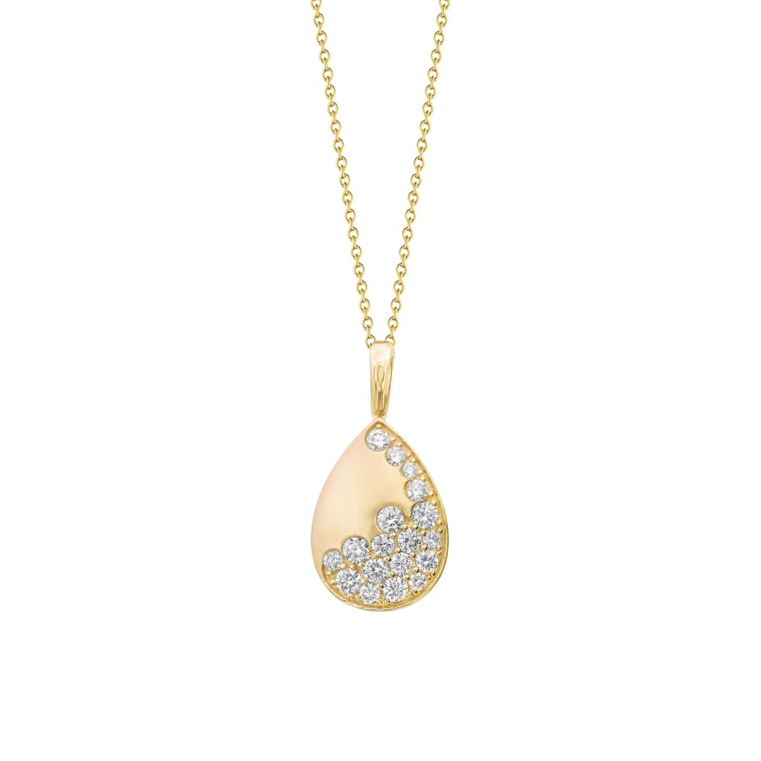 Puffy Pear Scattered Diamond Necklace