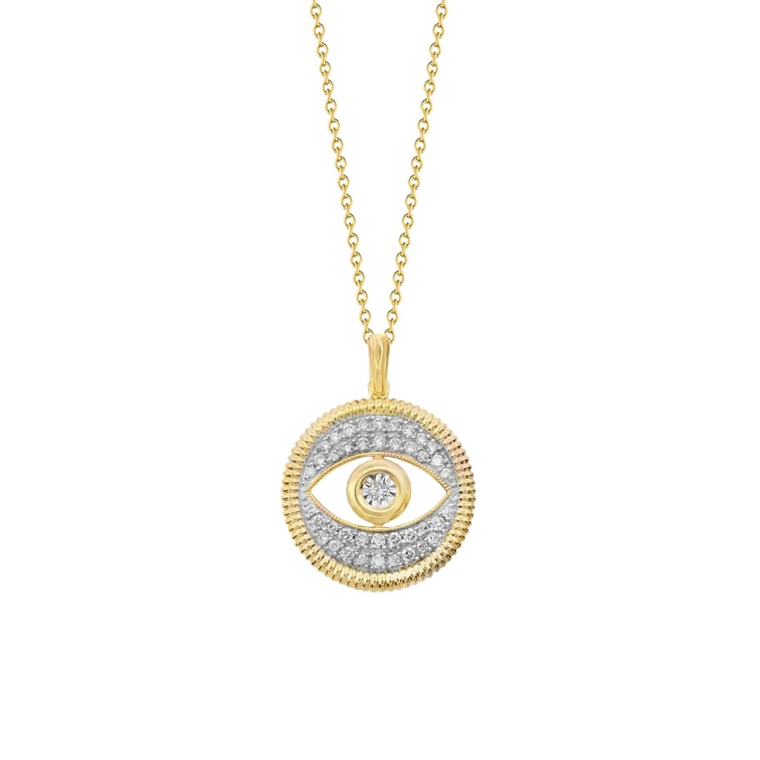 Pave Diamond Evil Eye Necklace