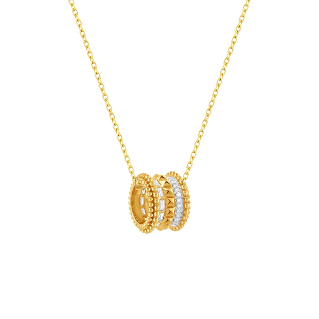 Baguette and Round Diamond Wheel Charm Necklace
