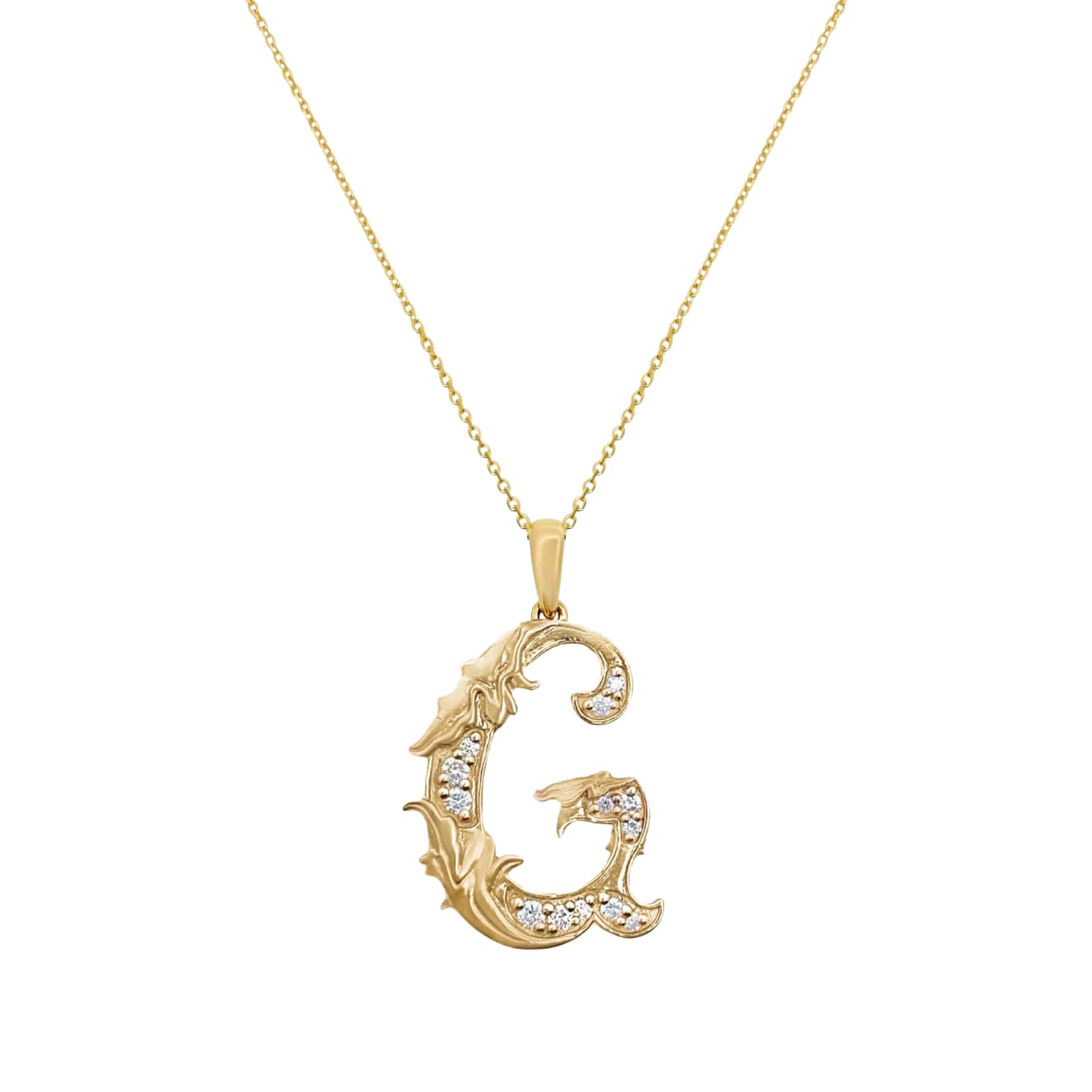 Jumbo Gothic Diamond Initial Necklace