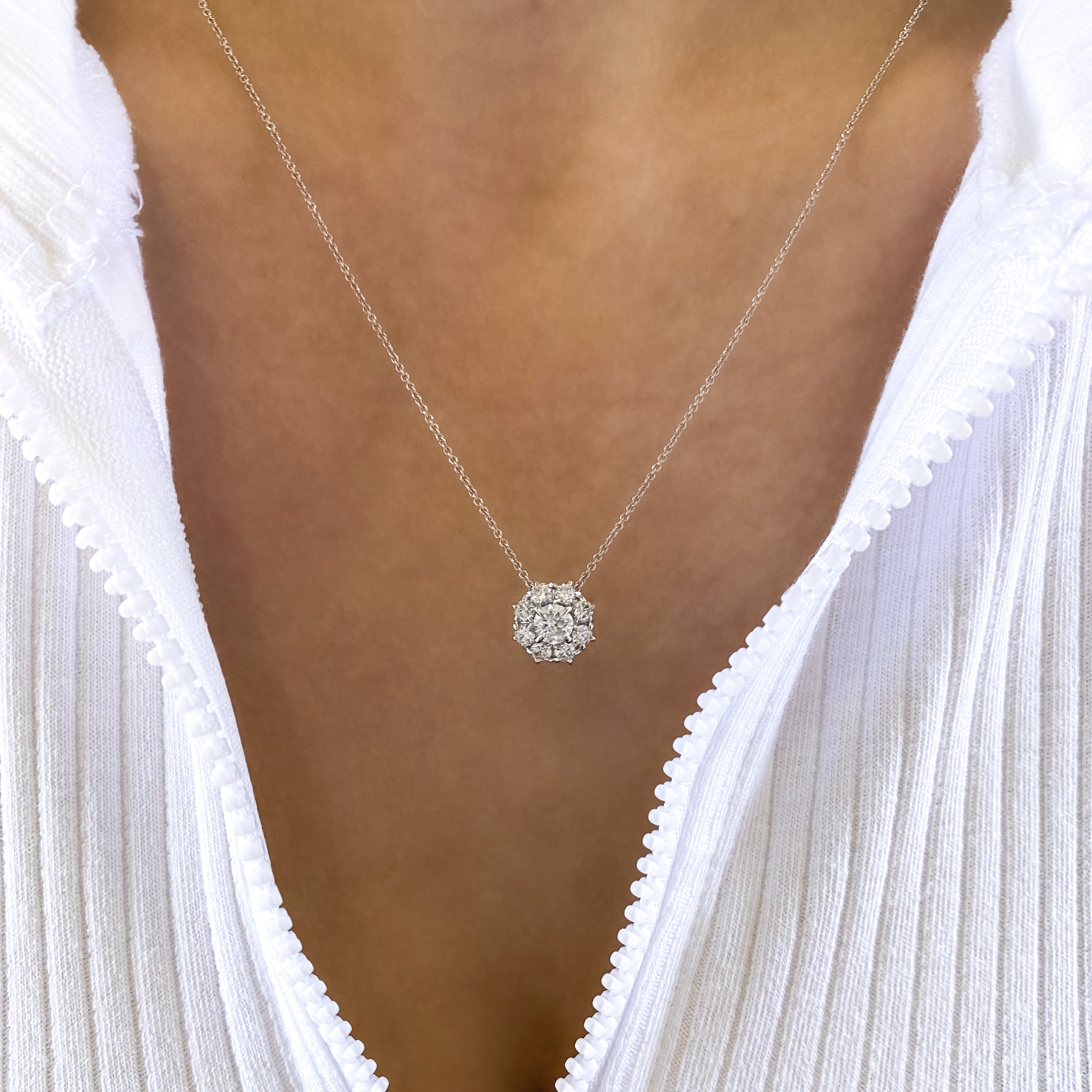 1ctw Diamond Cluster Necklace