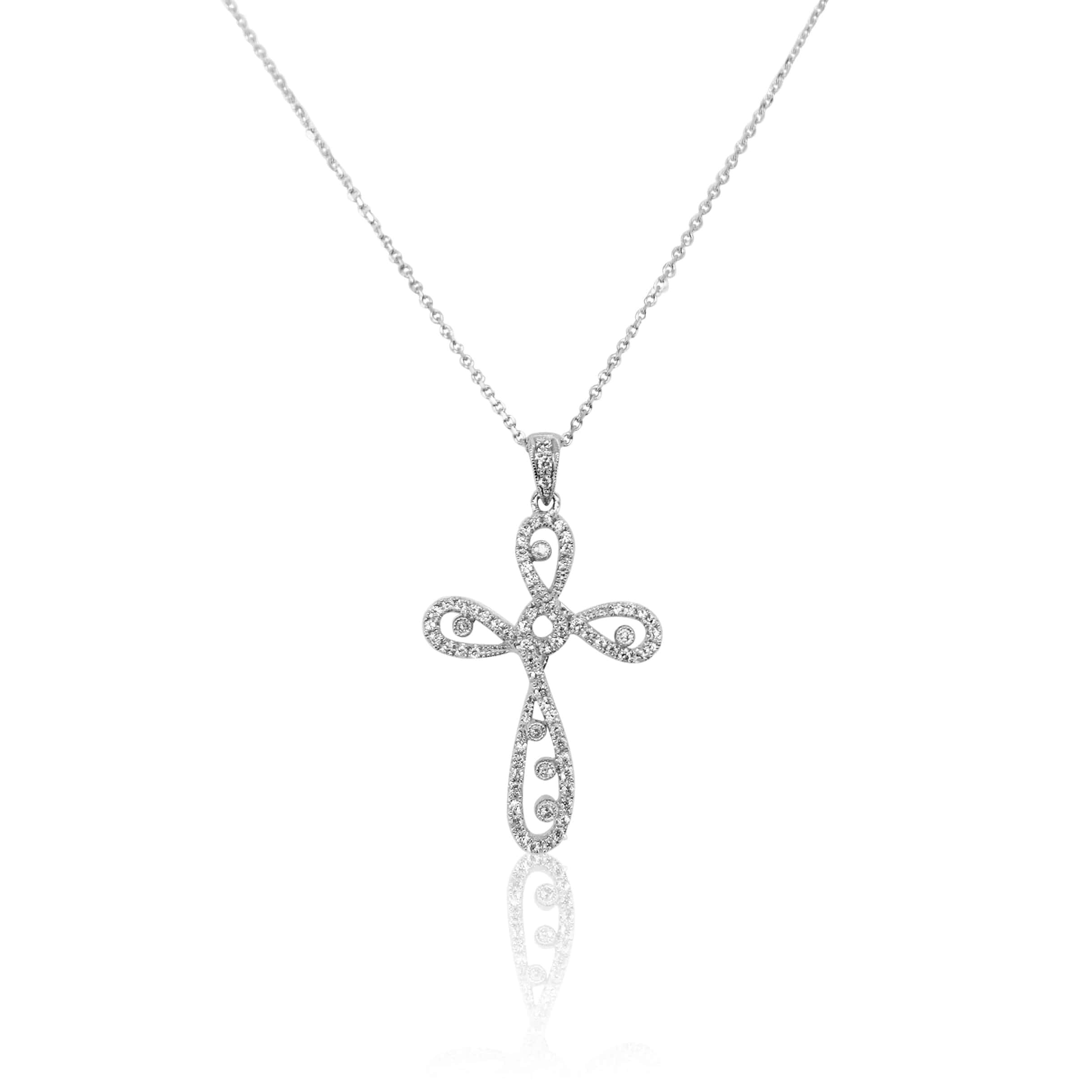 Diamond Swirl Cross Necklace